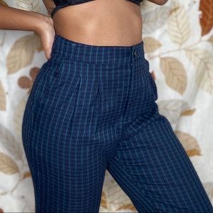 Plaid High-waisted Pants